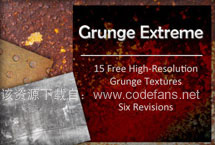 A thumbnail image that says grunge extreme 15 free high resolution grunge textures six revisions.